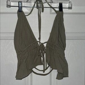 Garage Khaki Halter Crop Top